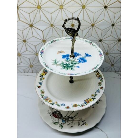 Three-Tier Dessert Stand | Vintage China |‎ Wedding Décor - Picture 1 of 10
